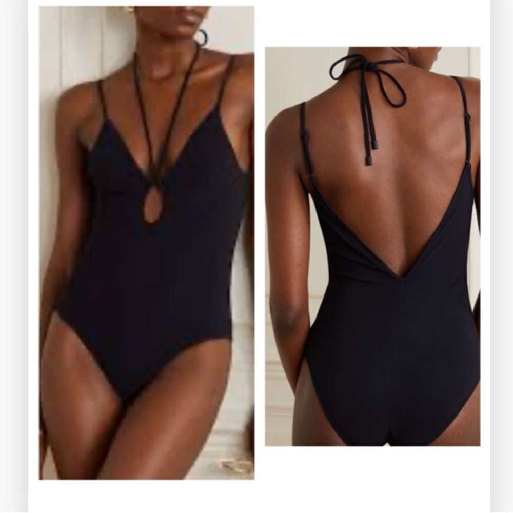 ZIMMERMANN jeannie loop front halter tie srao one piece in noir NWT $350